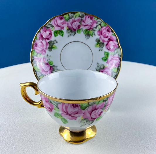 Vintage Royal Sealy Tea Coffee Cup & Saucer with Pink Roses Design. Dining Room Decor. Modern Farmhouse. Tea Garden Party Hosting Essentials - Tampa Home & Garden Store
