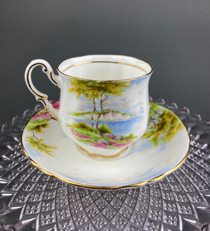 Vintage Royal Vale Tea Cup and Saucer: English Cottage Garden Motif - Tampa Home & Garden Store