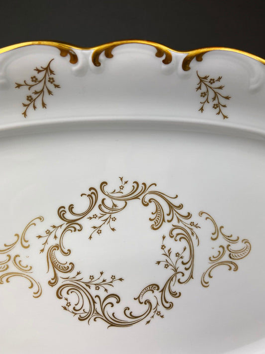 Vintage Serving Platter. Fine Porcelain Serving Dish by Schumann Arzberg, Germany.  White Tableware with Gold Rime and Detailing.. - Tampa Home & Garden Store