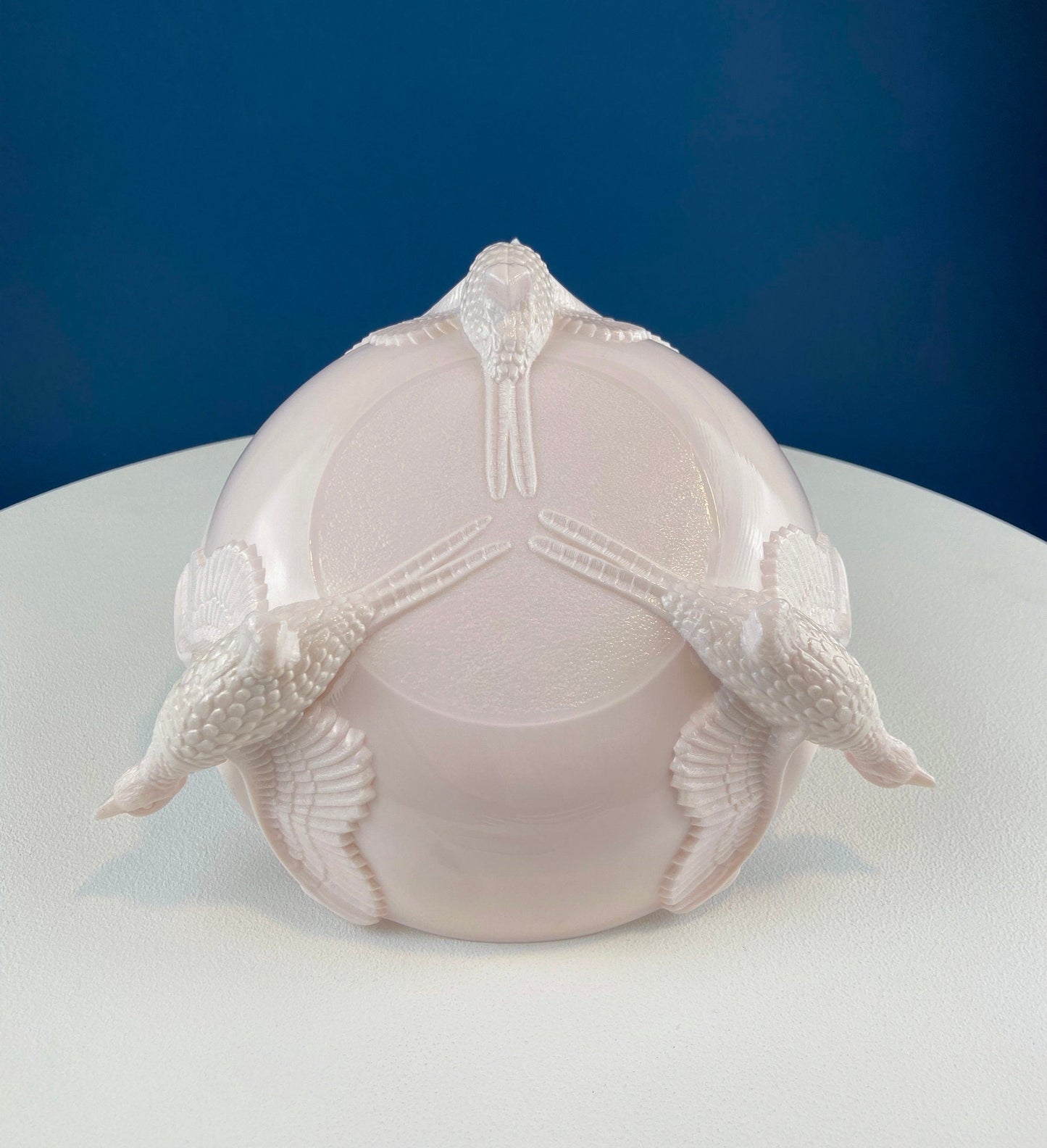 Vintage Shell Pink Jeanette Milk Glass Divided Serving Platter. Stunning 3-d Feather Motif. 6 Section Bowl.  Appetizers Condiments Fruit. - Tampa Home & Garden Store