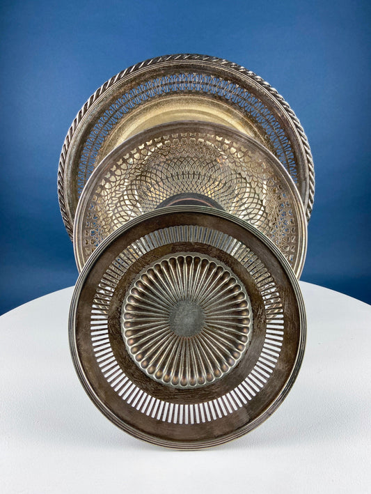 Vintage Silver Plated Serving Dishes Collection. Stunning Lacey Filigree. Benedict Plate, Gorham,  W.M. Rogers. Table Centerpieces. Holiday. - Tampa Home & Garden Store