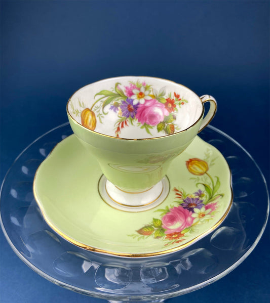 Vintage Tea/Coffee Cup and Saucer.  Foley Fine Bone China. Beautiful Mint Green Color. Made in England. - Tampa Home & Garden Store