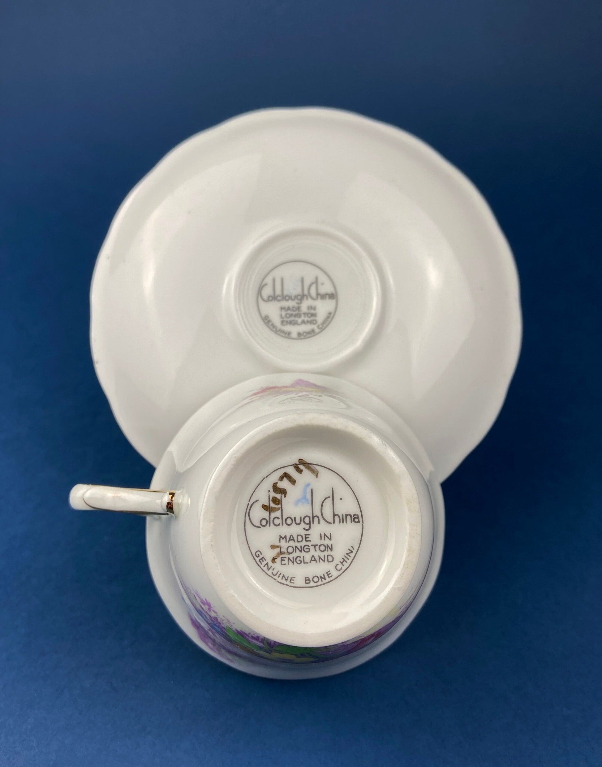 Vintage Tea Cup and Saucer. Hand Painted Summer Landscape Motif or Pastoral Scene. Colclough Fine Bone China. Made in Longton, England. - Tampa Home & Garden Store