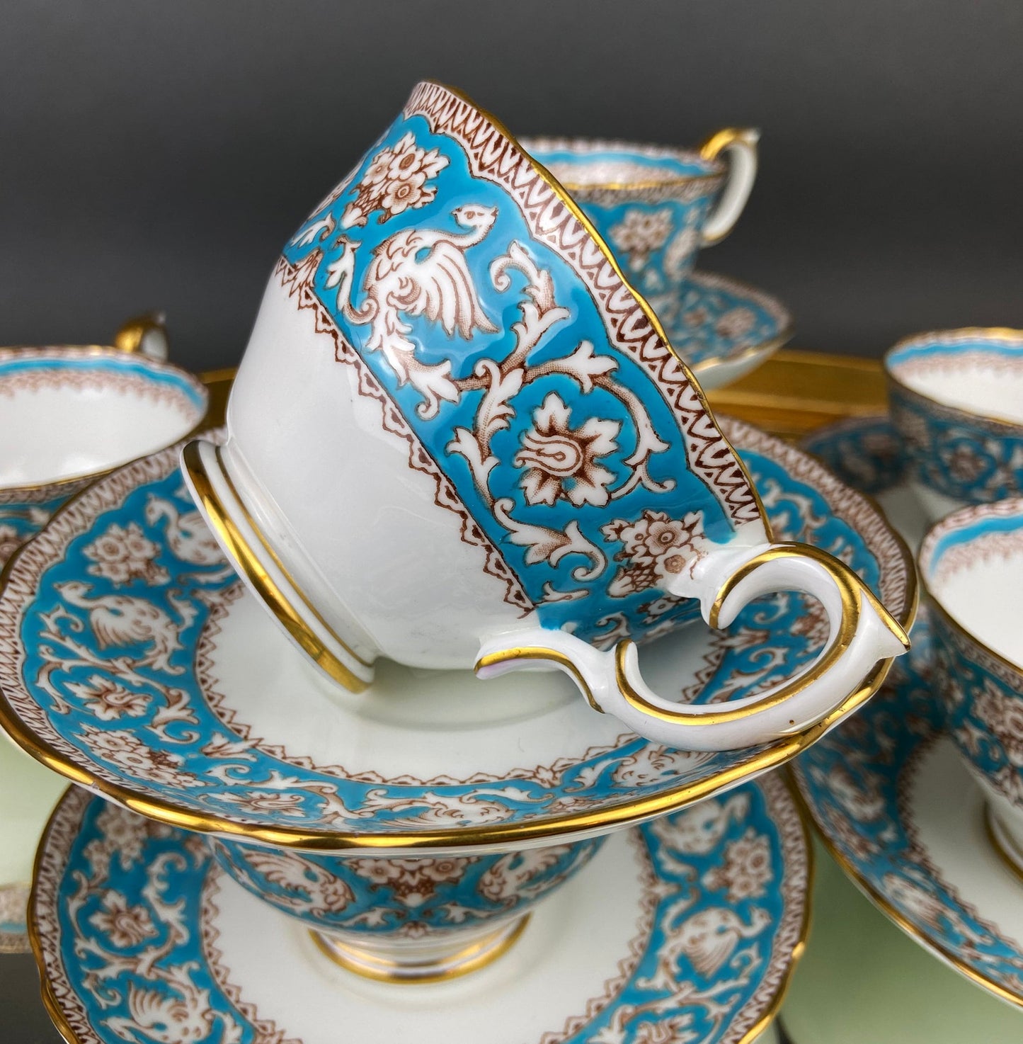 Vintage Tea Cup with Saucer.  Royal Dover Fine Bone China. Floral Wreath Motif. Made in England. - Tampa Home & Garden Store