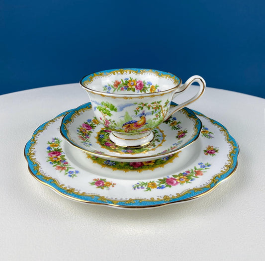 Vintage Tea Set Trio by Royal Albert, Chelsey Bird. Stunning Motif of Exotic Bird in Garden. Dining Room Decor. Gift for Tea Lover. - Tampa Home & Garden Store