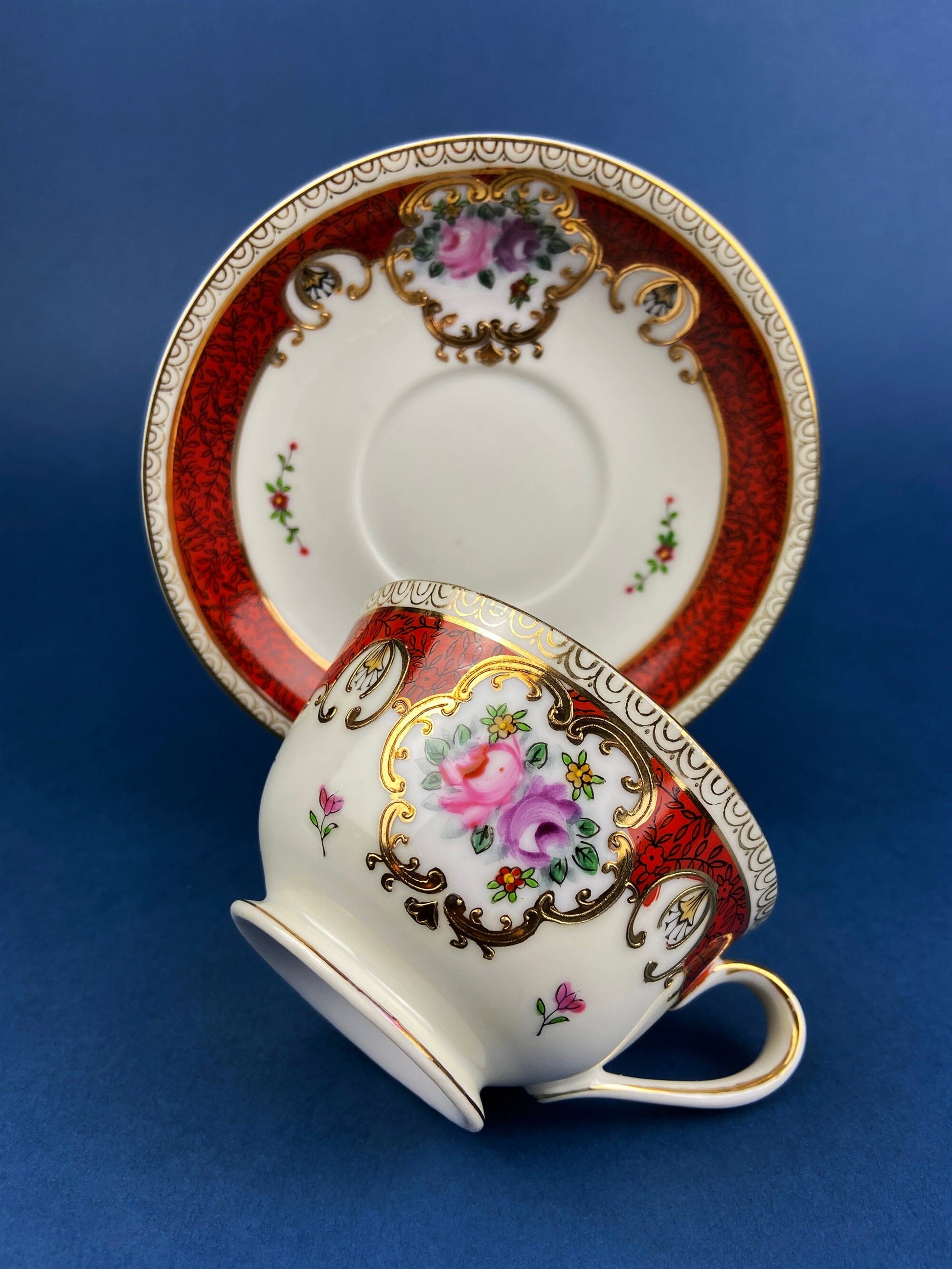 Vintage Teacup and Saucer. Hand Painted in Occupied Japan. Fine Bone China. - Tampa Home & Garden Store