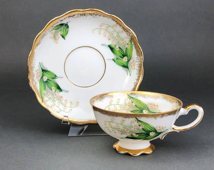 Vintage Teacup and Saucer with Lilies of the Valley Pattern. - Tampa Home & Garden Store