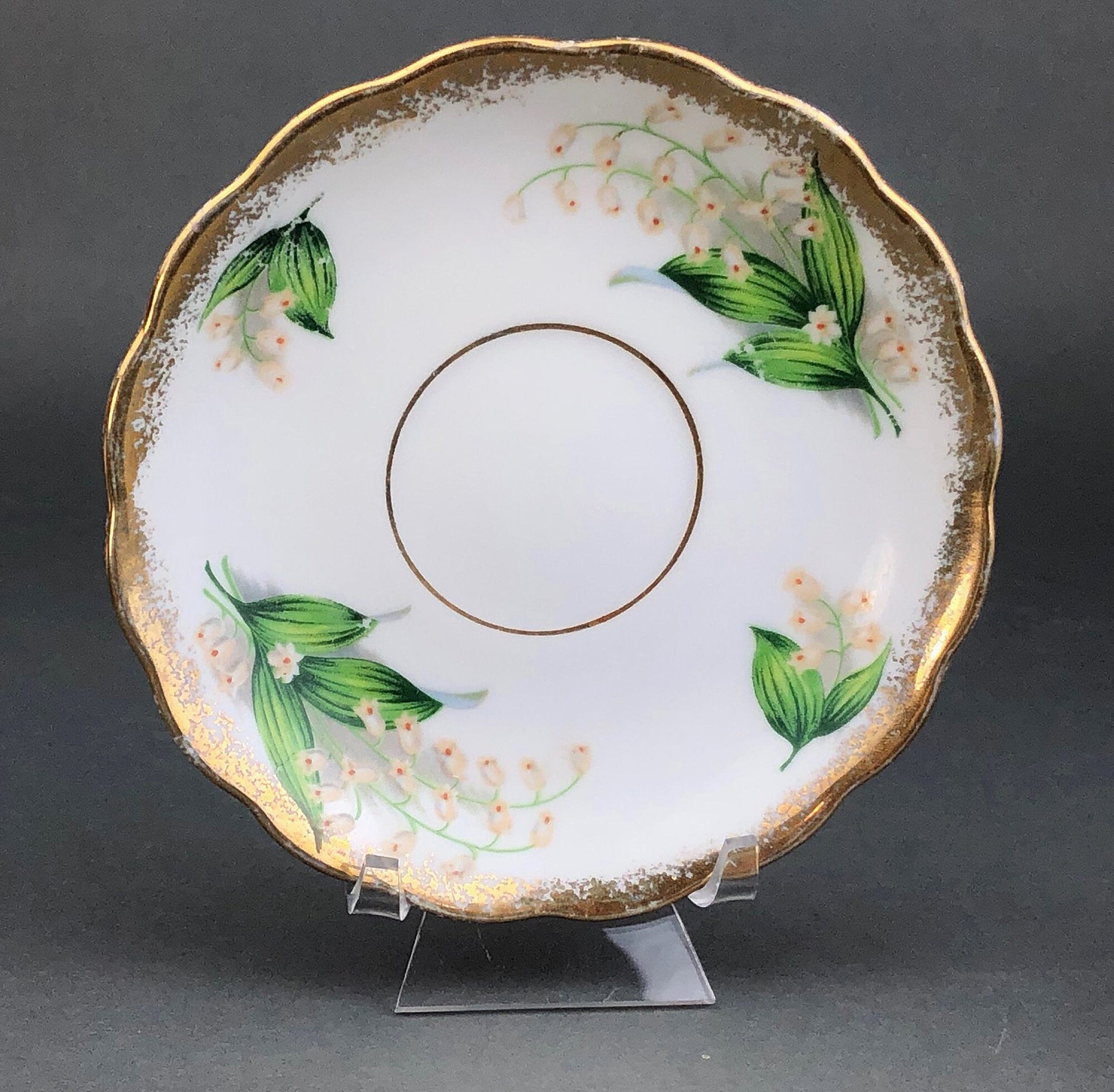 Vintage Teacup and Saucer with Lilies of the Valley Pattern. - Tampa Home & Garden Store