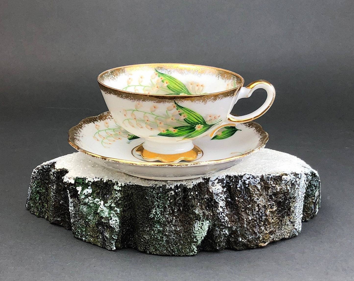 Vintage Teacup and Saucer with Lilies of the Valley Pattern. - Tampa Home & Garden Store