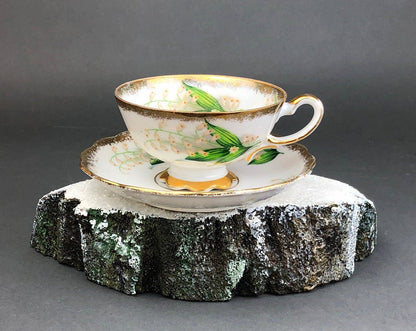 Vintage Teacup and Saucer with Lilies of the Valley Pattern. - Tampa Home & Garden Store