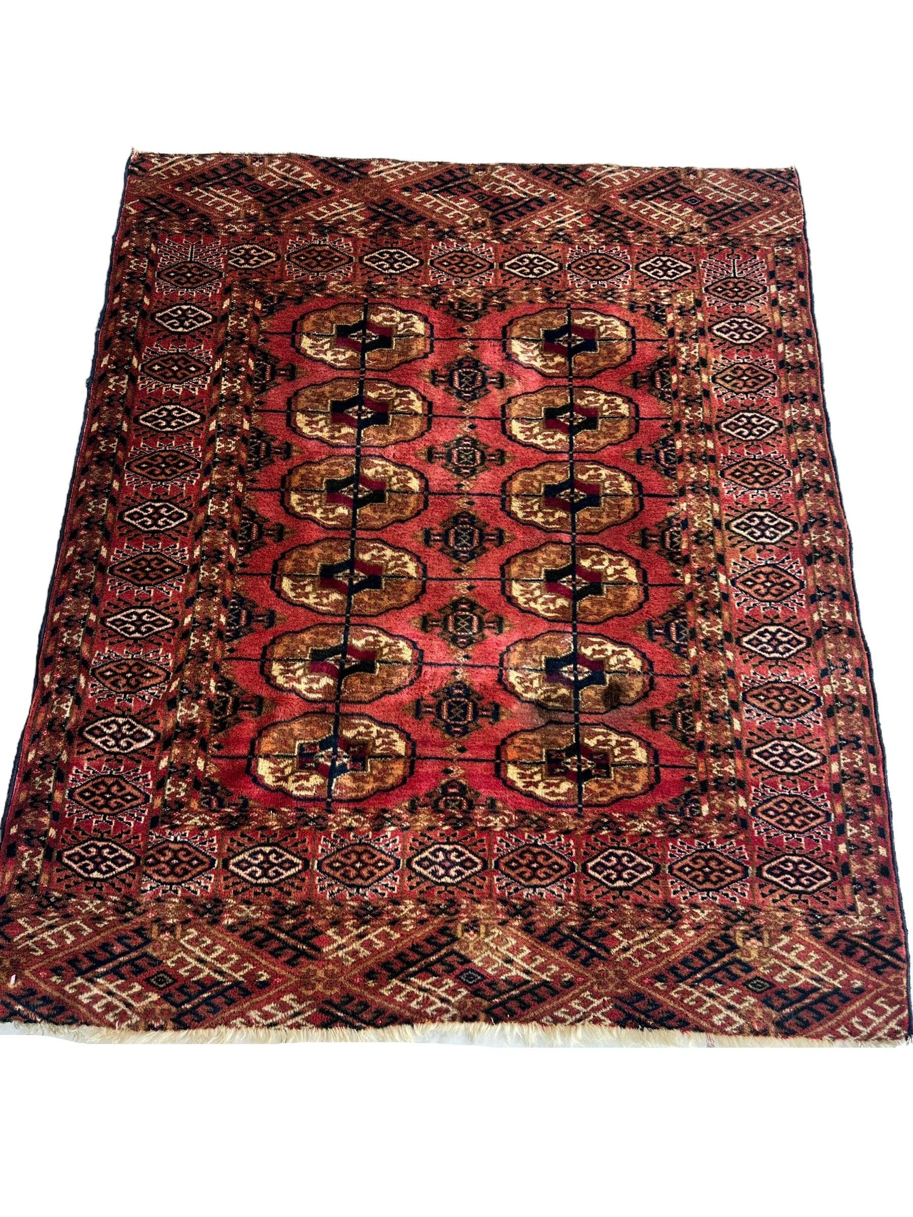 Vintage Tribal Turkoman Tekke Rug 3’4” x 4’ - Tampa Home & Garden Store