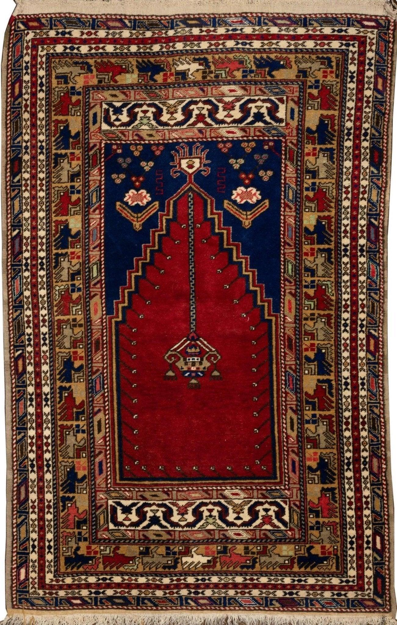 Vintage Turkish Wool Prayer Rug 4x6 - Tampa Home & Garden Store