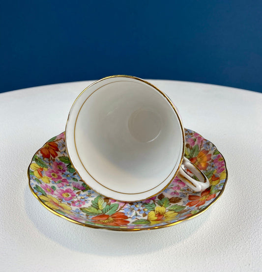 Vintage Tuscan Cup and Saucer: Hand-Painted Floral Tea Set - Tampa Home & Garden Store
