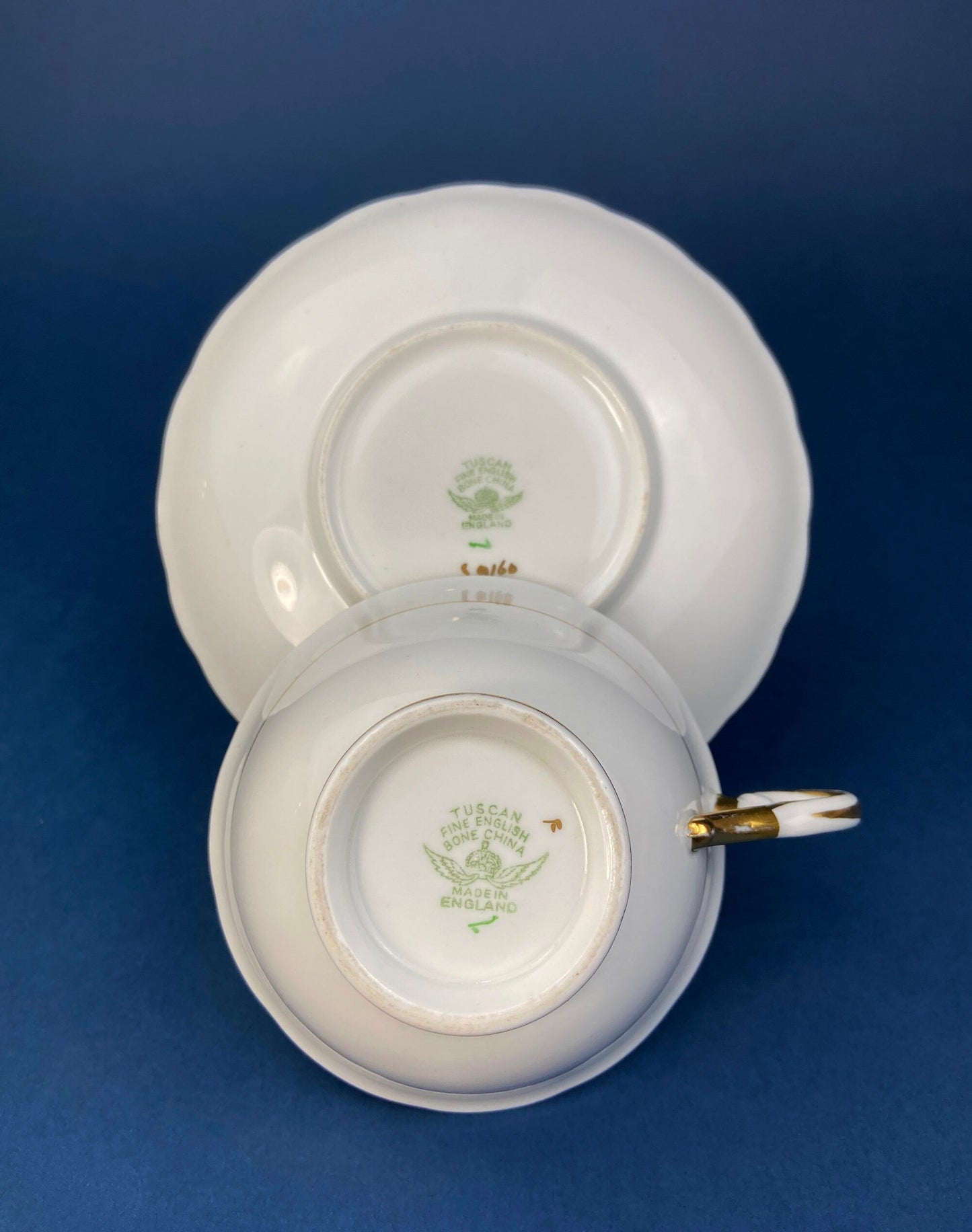 Vintage Tuscan Teacup and Saucer: Black, White, Gold Floral Bone China - Tampa Home & Garden Store