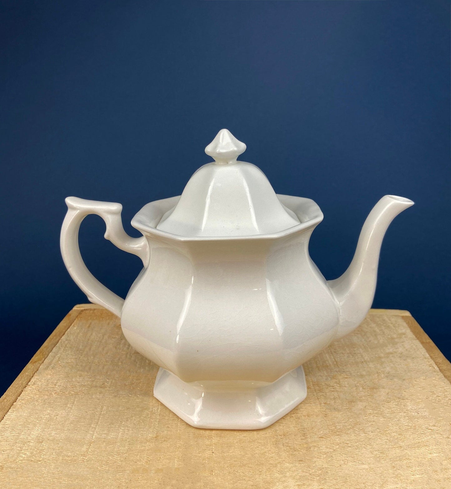 Vintage White Tea Pot and Sugar Bowl. Real English Ironstone by WM Adams and Sons. Micratex, England. - Tampa Home & Garden Store
