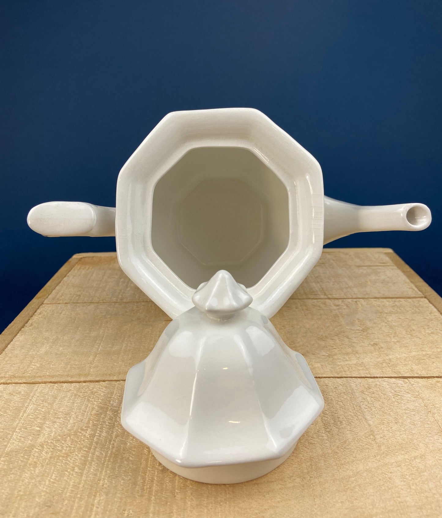 Vintage White Tea Pot and Sugar Bowl. Real English Ironstone by WM Adams and Sons. Micratex, England. - Tampa Home & Garden Store