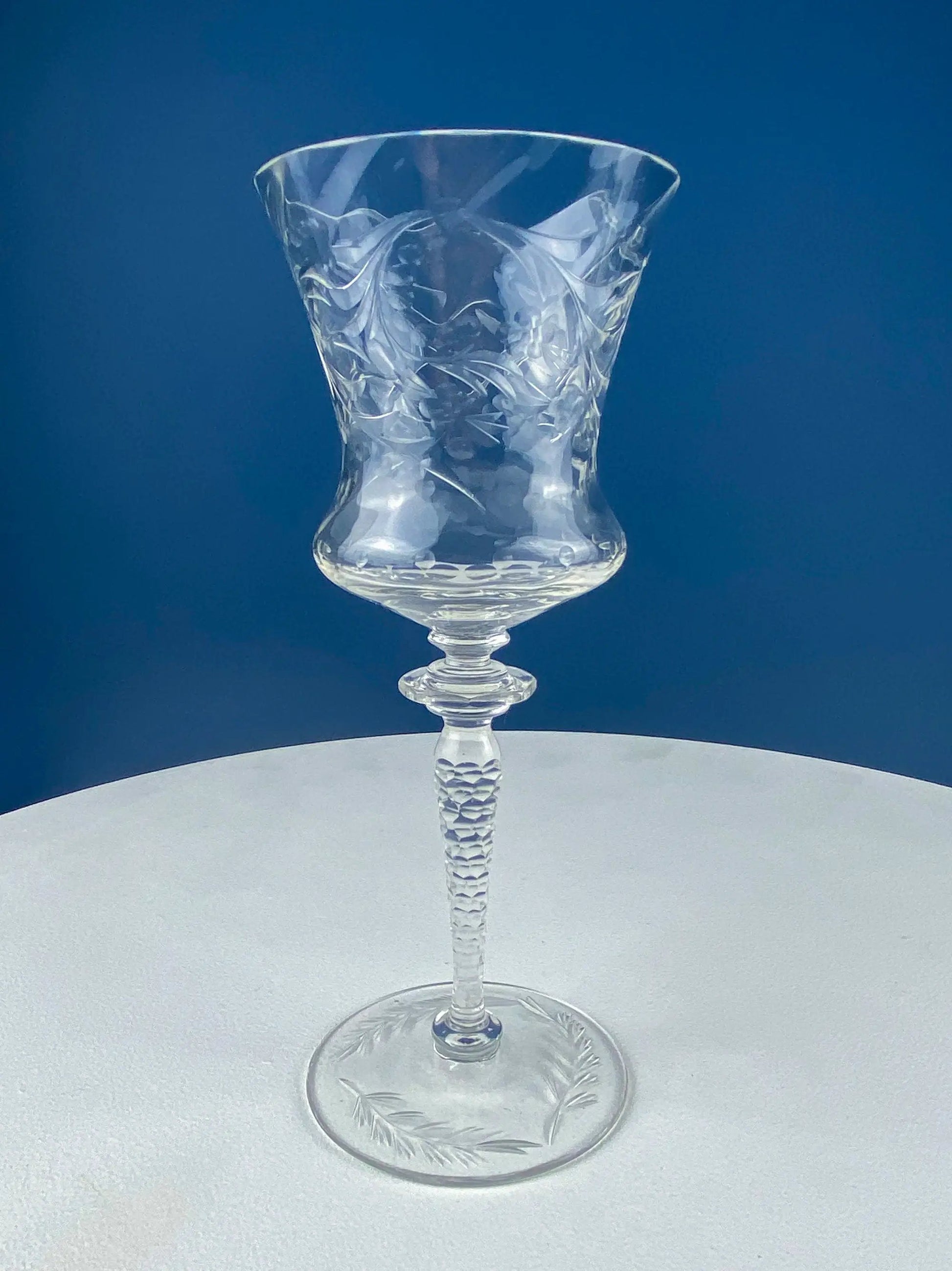 Newton Crystal Goblets stemware with swirl pattern on bowl in clear crystal on Tampa Home & Garden Store
