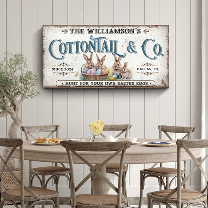 Vintage Easter Sign II canvas by Tailored Canvases with cream finish and blue lettering on Tampa Home & Garden Store