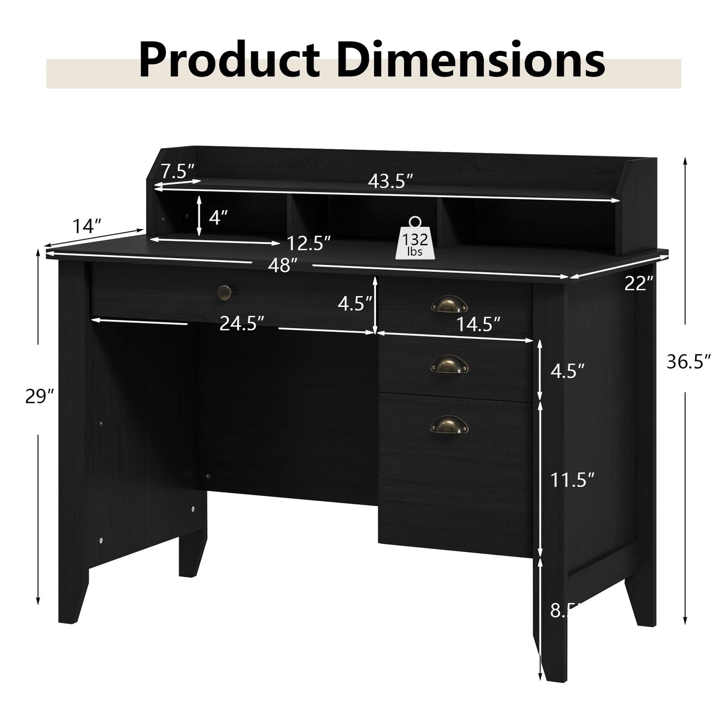 Computer Desk PC Laptop and Writing Table Workstation -Black