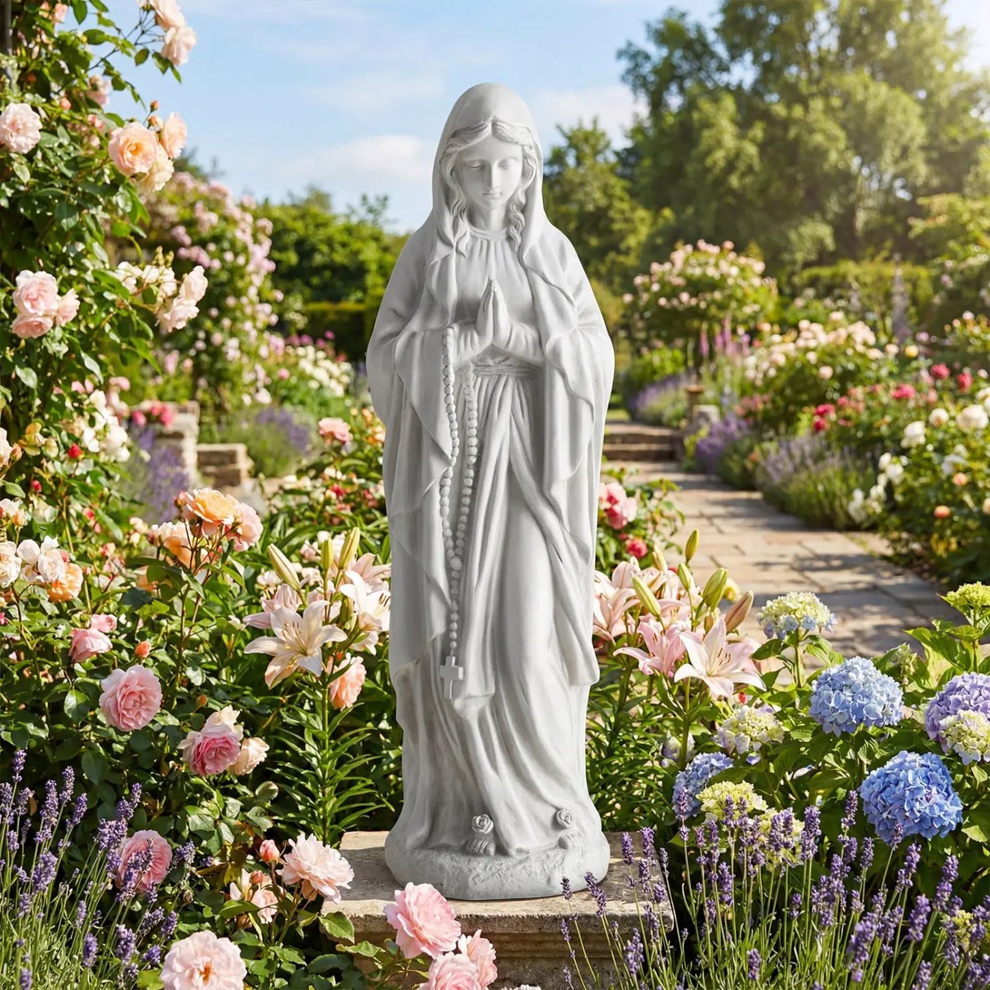 Virgin Mary Statue and Outdoor Sculpture