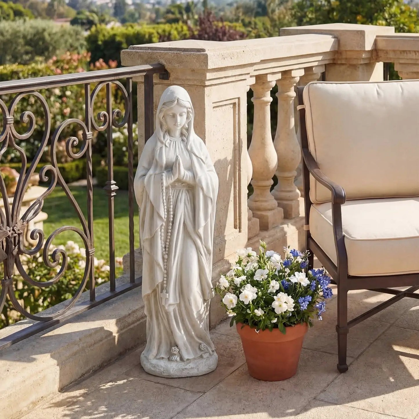 Virgin Mary Statue and Outdoor Sculpture