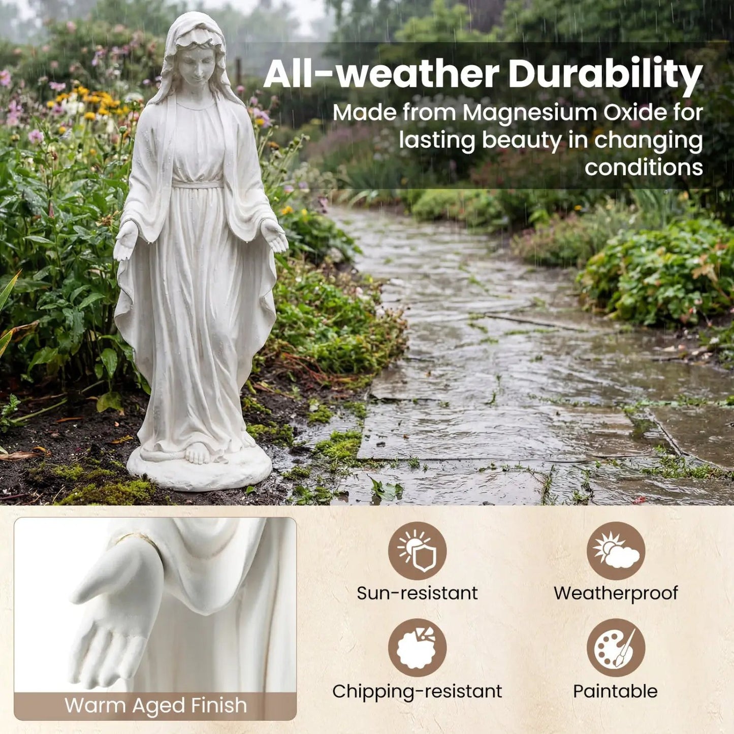 Virgin Mary Statue 29.5 Inch Outdoor Sculpture