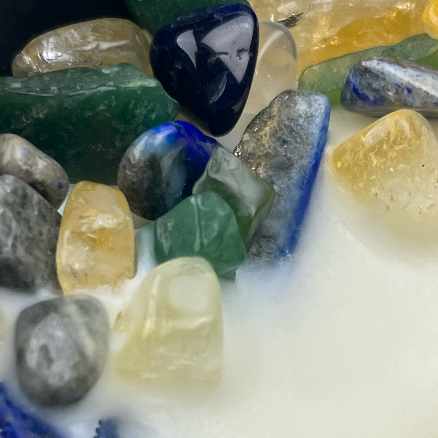 Virgo Zodiac Crystal Candle with Citrine, Lapis Lazuli, and Green Aventurine | Coconut-Soy Wax Candle, 9oz - Tampa Home & Garden Store