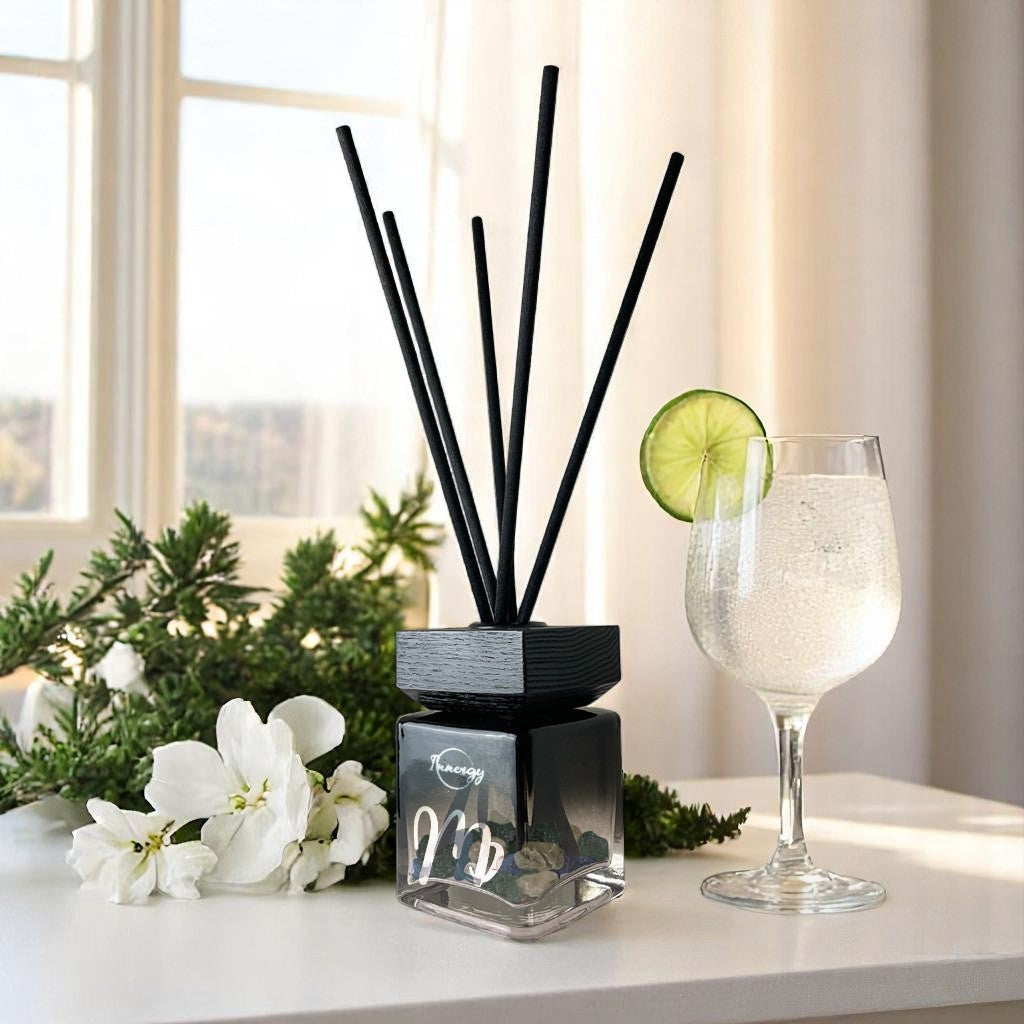 Virgo Zodiac Crystal-Enhanced Reed Oil Diffuser, Botanical Gin and Juniper Scent, 100ml - Tampa Home & Garden Store