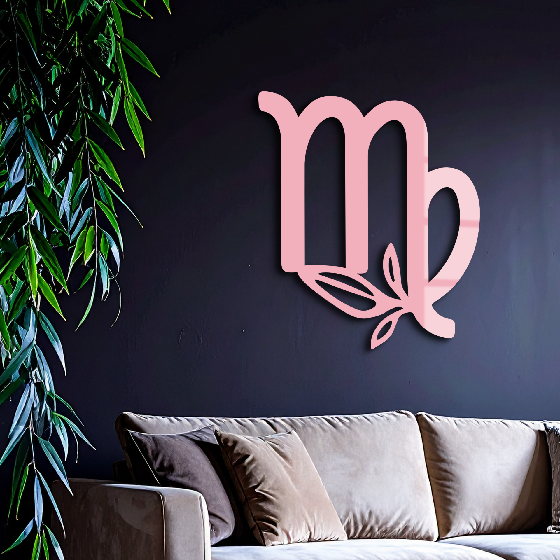 Virgo Zodiac Symbol Metal Wall Art – Floral Virgo Sign Decor - KAFGP079 - Tampa Home & Garden Store
