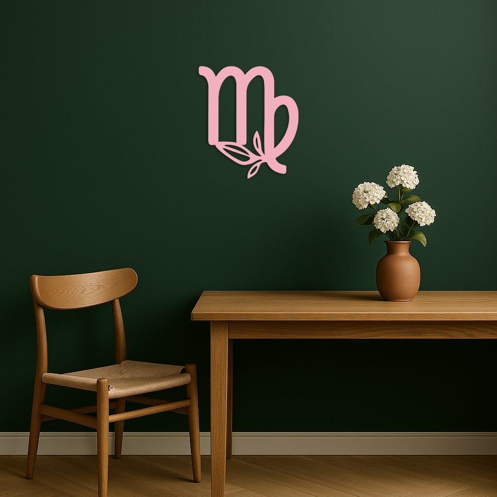 Virgo Zodiac Symbol Metal Wall Art – Floral Virgo Sign Decor - KAFGP079 - Tampa Home & Garden Store