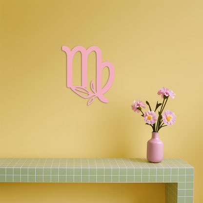 Virgo Zodiac Symbol Metal Wall Art – Floral Virgo Sign Decor - KAFGP079 - Tampa Home & Garden Store