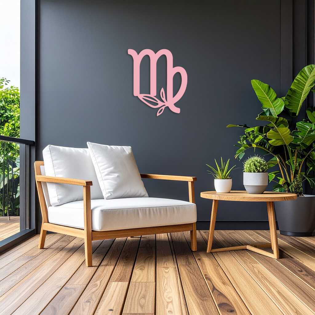 Virgo Zodiac Symbol Metal Wall Art – Floral Virgo Sign Decor - KAFGP079 - Tampa Home & Garden Store