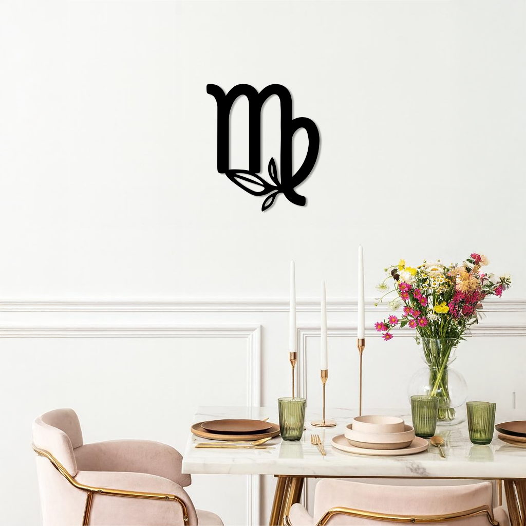Virgo Zodiac Symbol Metal Wall Art – Floral Virgo Sign Decor - KAFGP079 - Tampa Home & Garden Store