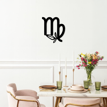 Virgo Zodiac Symbol Metal Wall Art – Floral Virgo Sign Decor - KAFGP079 - Tampa Home & Garden Store