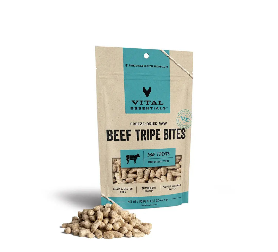 Vital Essentials Beef Tripe Bites Freeze-Dried Raw Dog Treats 2.3 oz - Tampa Home & Garden Store