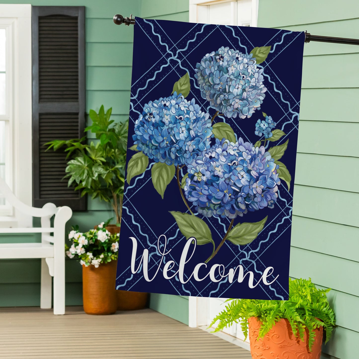 VivaStyle Burlap House Flag, Hydrangea Haven - Tampa Home & Garden Store