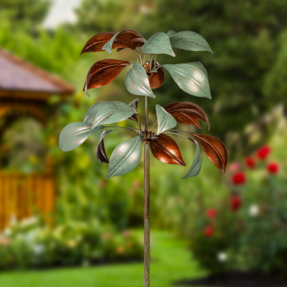 VivaStyle Wind Spinner, Verdigris & Copper Leaf, 96"H - Tampa Home & Garden Store