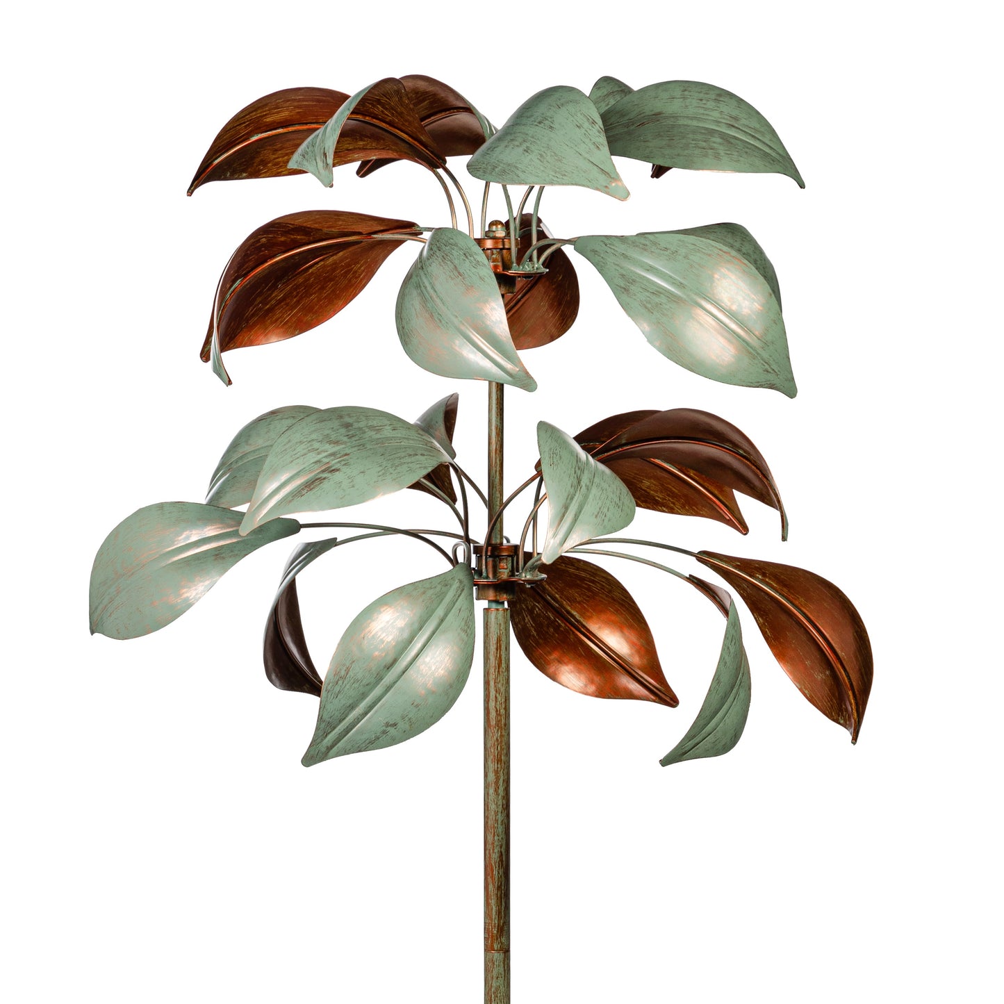 VivaStyle Wind Spinner, Verdigris & Copper Leaf, 96"H - Tampa Home & Garden Store
