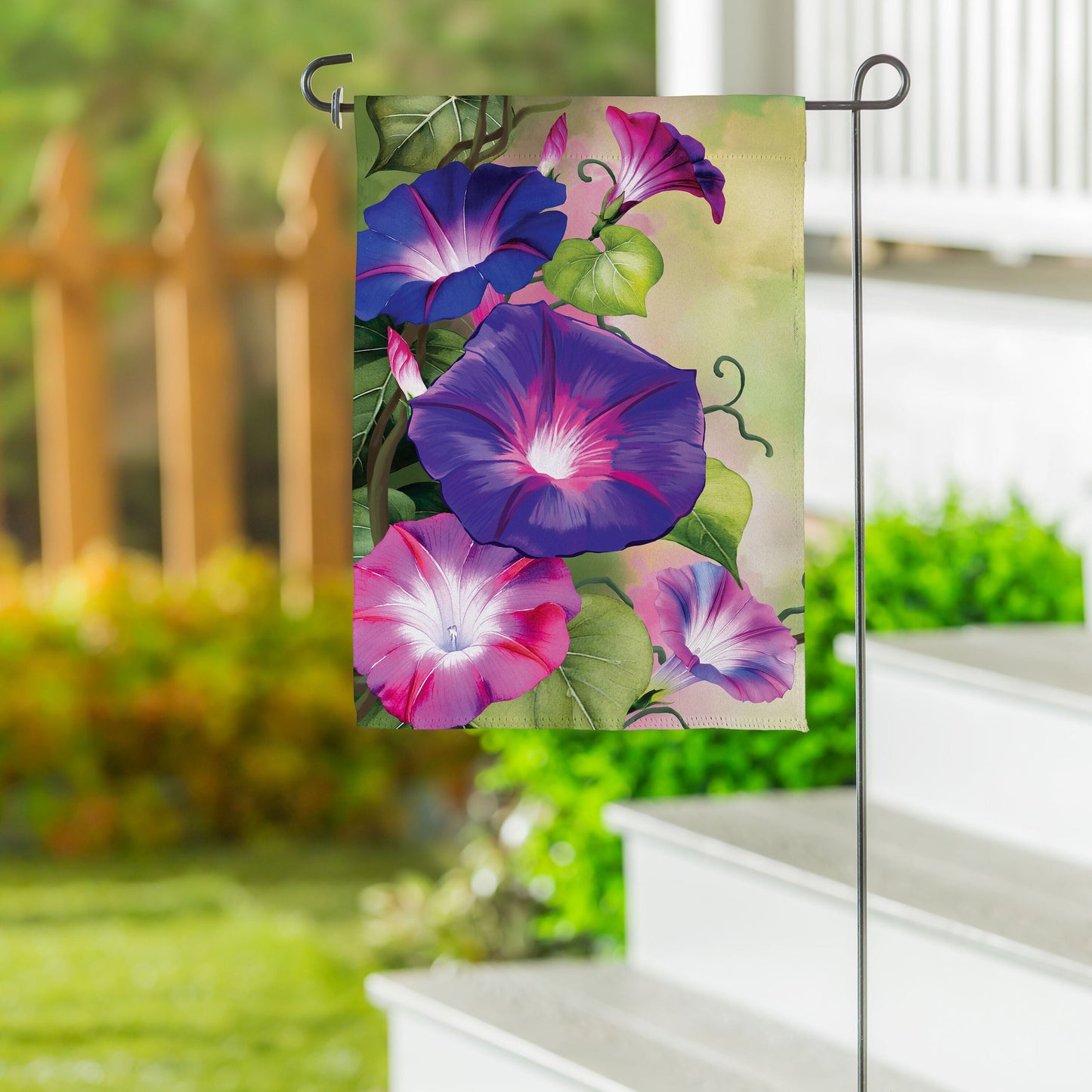 Vivid Morning Glories Suede Garden Flag - Tampa Home & Garden Store