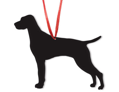 Vizsla Plant Stake silhouette, black with red hanger, Rustica Ornamentals on Tampa Home & Garden Store