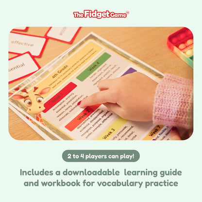 The Vocabulary Game by The Fidget Games with colorful flashcards and a giraffe token on Tampa Home & Garden Store