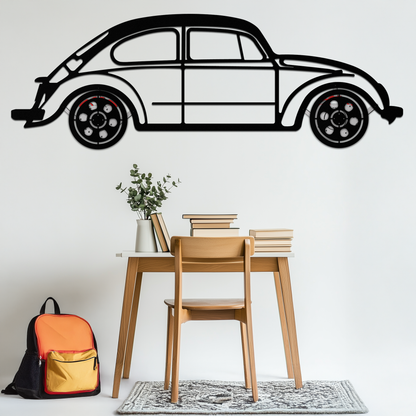 Volkswagen Beetle “Tosbiq” Metal Wall Art – Classic Bug Silhouette with Rotating Wheels-KAFMEKA068 - Tampa Home & Garden Store