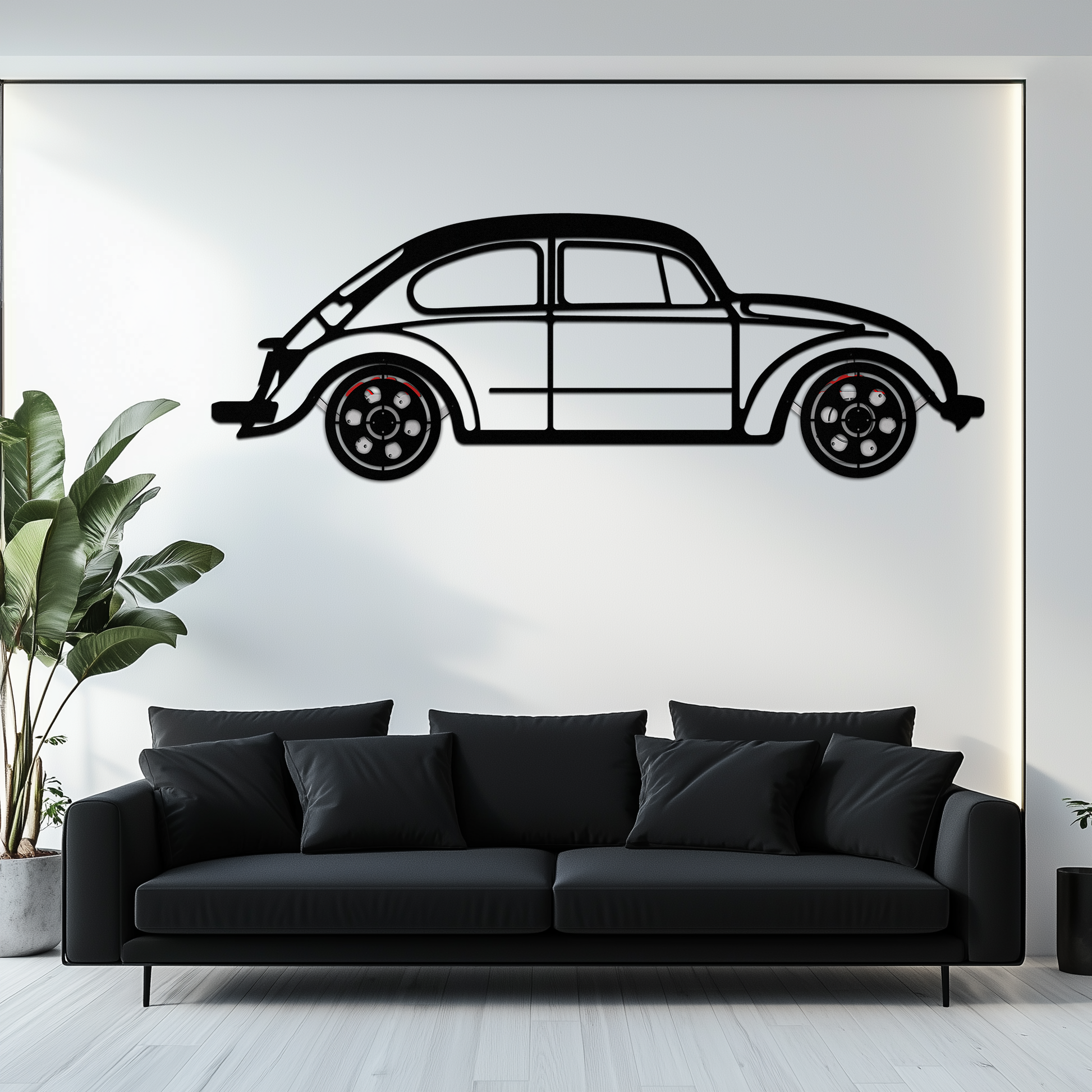 Volkswagen Beetle “Tosbiq” Metal Wall Art – Classic Bug Silhouette with Rotating Wheels-KAFMEKA068 - Tampa Home & Garden Store