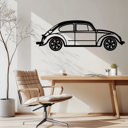Volkswagen Beetle “Tosbiq” Metal Wall Art – Classic Bug Silhouette with Rotating Wheels-KAFMEKA068 - Tampa Home & Garden Store