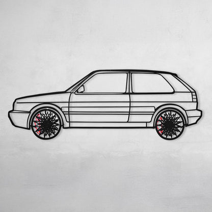 Volkswagen Golf Mk1 Wall Art – Classic Hot Hatch Steel Silhouette with Spinning Wheels-KAFMEKA046 - Tampa Home & Garden Store