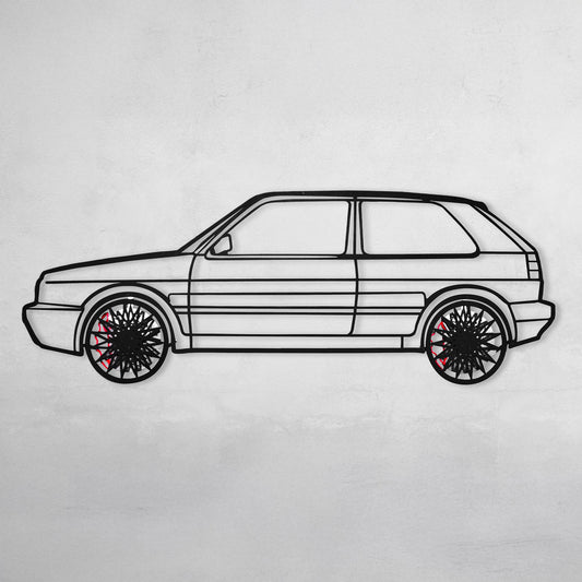 Volkswagen Golf Mk1 Wall Art – Classic Hot Hatch Steel Silhouette with Spinning Wheels-KAFMEKA046 - Tampa Home & Garden Store