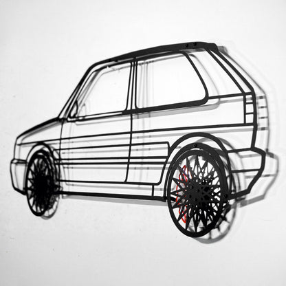 Volkswagen Golf Mk1 Wall Art – Classic Hot Hatch Steel Silhouette with Spinning Wheels-KAFMEKA046 - Tampa Home & Garden Store