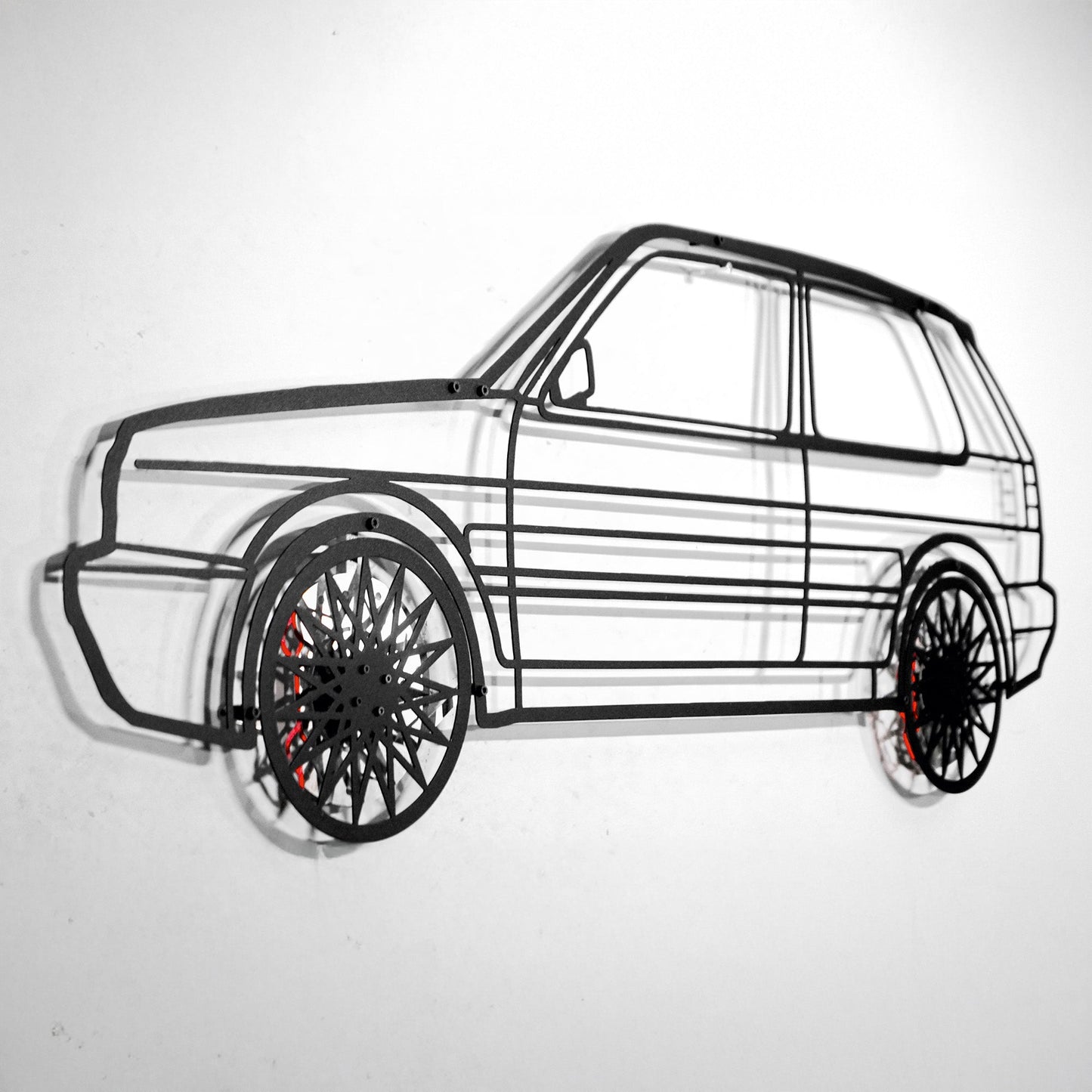 Volkswagen Golf Mk1 Wall Art – Classic Hot Hatch Steel Silhouette with Spinning Wheels-KAFMEKA046 - Tampa Home & Garden Store