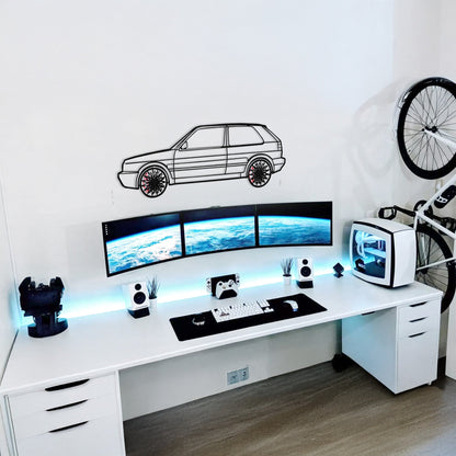 Volkswagen Golf Mk1 Wall Art – Classic Hot Hatch Steel Silhouette with Spinning Wheels-KAFMEKA046 - Tampa Home & Garden Store