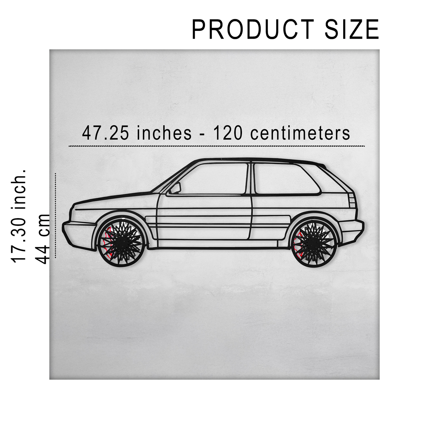 Volkswagen Golf Mk1 Wall Art – Classic Hot Hatch Steel Silhouette with Spinning Wheels-KAFMEKA046 - Tampa Home & Garden Store
